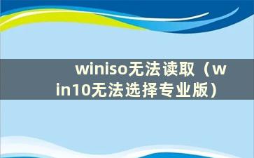 winiso无法读取（win10无法选择专业版）