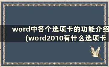 word中各个选项卡的功能介绍(word2010有什么选项卡)