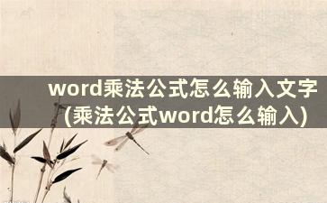 word乘法公式怎么输入文字(乘法公式word怎么输入)