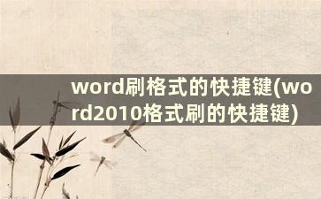 word刷格式的快捷键(word2010格式刷的快捷键)