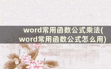 word常用函数公式乘法(word常用函数公式怎么用)