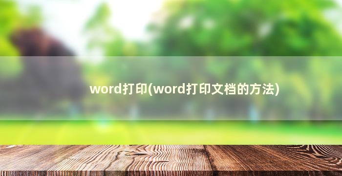 word打印(word打印文档的方法)