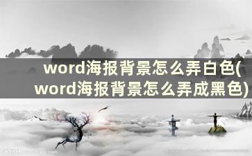 word海报背景怎么弄白色(word海报背景怎么弄成黑色)