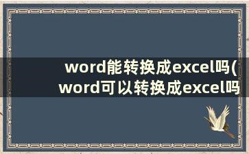 word能转换成excel吗(word可以转换成excel吗)