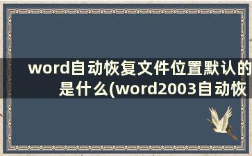 word自动恢复文件位置默认的是什么(word2003自动恢复文件位置)