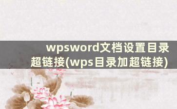 wpsword文档设置目录超链接(wps目录加超链接)
