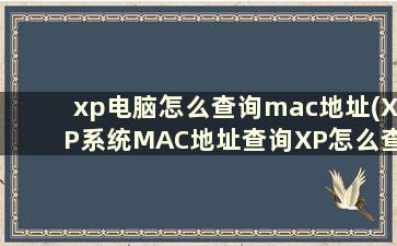 xp电脑怎么查询mac地址(XP系统MAC地址查询XP怎么查看电脑MAC地址)