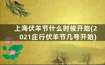 上海伏羊节什么时候开始(2021庄行伏羊节几号开始)