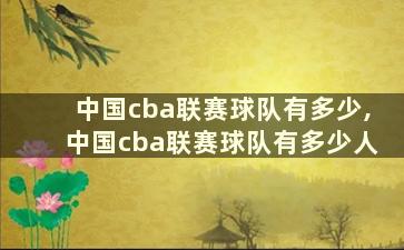 中国cba联赛球队有多少,中国cba联赛球队有多少人