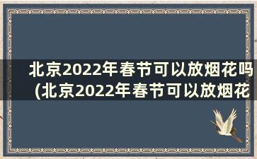 北京2022年春节可以放烟花吗(北京2022年春节可以放烟花吗现在)