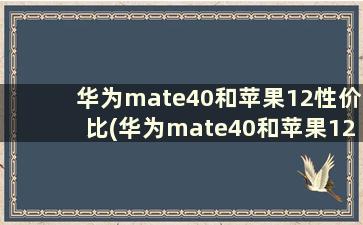 华为mate40和苹果12性价比(华为mate40和苹果12哪个值得购买)