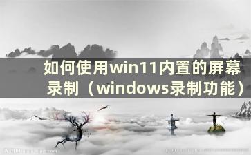 如何使用win11内置的屏幕录制（windows录制功能）