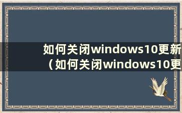 如何关闭windows10更新（如何关闭windows10更新功能）