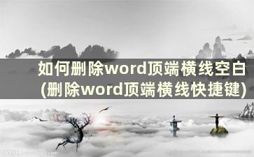 如何删除word顶端横线空白(删除word顶端横线快捷键)
