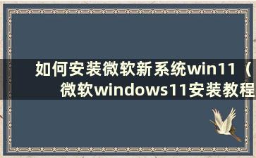 如何安装微软新系统win11（微软windows11安装教程）