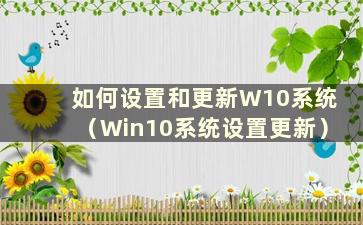 如何设置和更新W10系统（Win10系统设置更新）