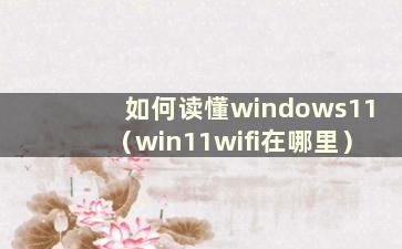 如何读懂windows11（win11wifi在哪里）