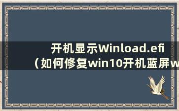 开机显示Winload.efi（如何修复win10开机蓝屏winload.efi）