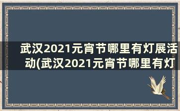 武汉2021元宵节哪里有灯展活动(武汉2021元宵节哪里有灯展啊)