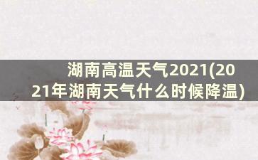 湖南高温天气2021(2021年湖南天气什么时候降温)
