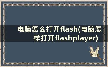 电脑怎么打开flash(电脑怎样打开flashplayer)