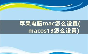 苹果电脑mac怎么设置(macos13怎么设置)