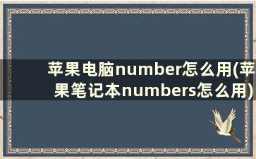 苹果电脑number怎么用(苹果笔记本numbers怎么用)