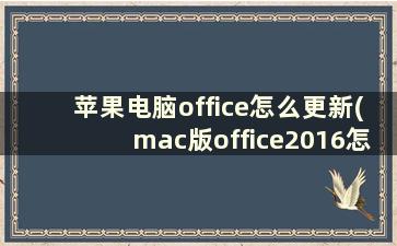 苹果电脑office怎么更新(mac版office2016怎么更新)