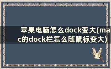 苹果电脑怎么dock变大(mac的dock栏怎么随鼠标变大)