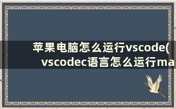 苹果电脑怎么运行vscode(vscodec语言怎么运行mac)