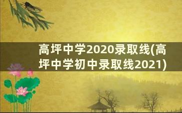 高坪中学2020录取线(高坪中学初中录取线2021)