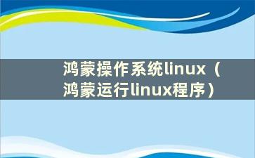鸿蒙操作系统linux（鸿蒙运行linux程序）